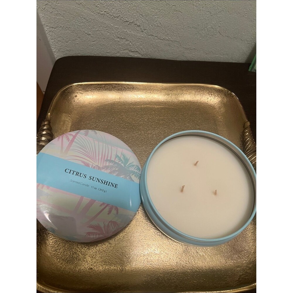 #2048* Citrus Sunshine Scented Candle 11oz (312 g)- Light Blue